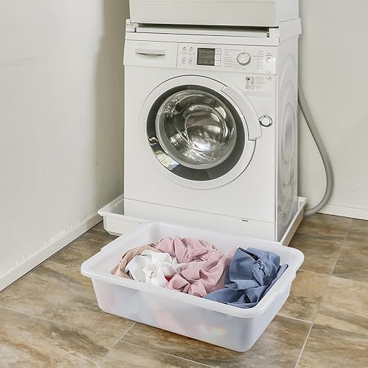 32 Liter Large Bus Tubs Commercial Plastic Bus Pans Set of 4 White