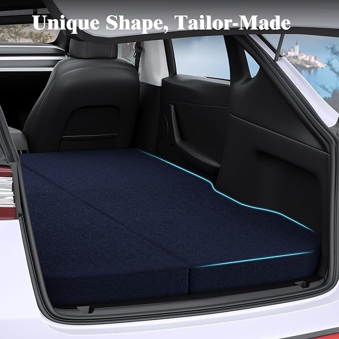 4 Memory Foam Camping Mattress for Tesla Model Y 76 x 43 CertiPUR-US Foam Car Bed Mattress Dark Blue