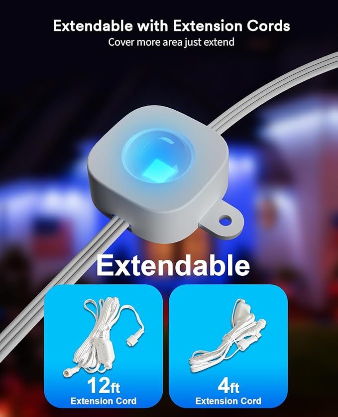ANGELHALO Permanent Outdoor Lights 100ft Smart Outdoor Lights with 72 LED Lights Cool/Warm Eaves Lights IP65 Waterproof for Christmas Halloween Party Compatible with Alexa Google Assistant