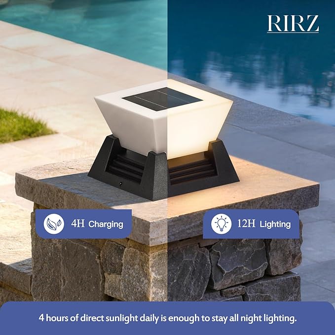 11.02 Modern Outdoor Post Lights 3000K LED Solar Lamp Post Light IP54 Solar Pillar Lights Outdoor Waterproof Square Outside Light Columns Column Lighting for Patio Fence Deck Garden Driveway