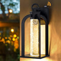 Dusk to Dawn LED Outdoor Wall Light 14 Black Wall Lantern with Crystal Bubble Glass Exterior Light Fixture with Photocell Sensor IP65 Waterproof Anti Rust Outdoor Lighting for House Garage Porch