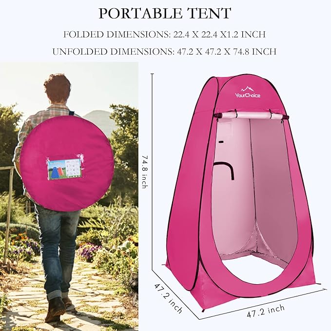 Your Choice Pop Up Privacy Shower Tent 3.9 x 3.9 x 6.2FT Portable Camping Changing Room Instant Setup Outdoor Shelter with Silver Coating Vent Window &amp Carry Bag for Beach Hiking &amp RV | Po