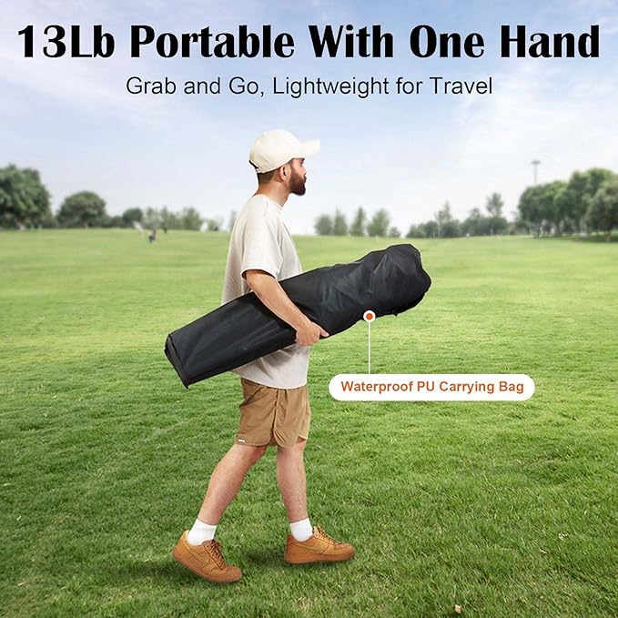 Oversized Camping Folding Chair Heavy Duty Outdoor Quad Lumbar Back Padded Arm Chairs with Side Pockets Cup Holder &amp Cooler Bag Portable Chairs for Beach Lawn Picnic Fishing Support 450 LBS
