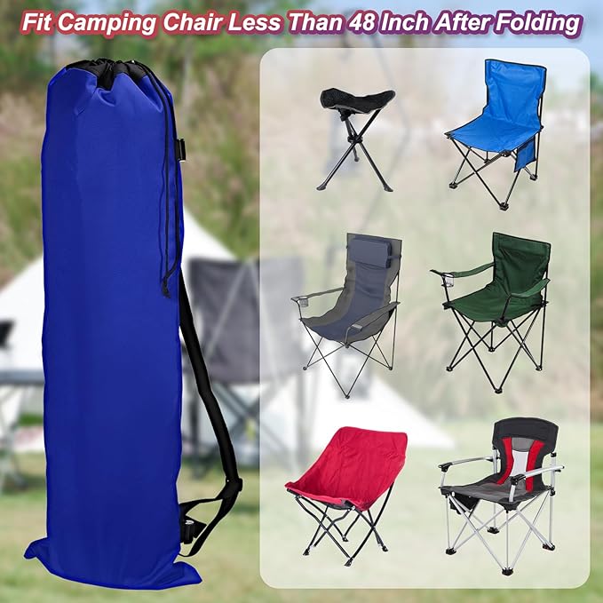 PATIKIL 47 Inch Camp Chair Replacement Bags 2 Pack Heavy Folding Camping Chair Bag 900D Oxford Large Mouth Storage Bags with Shoulder Strap for Travel Camping Blue