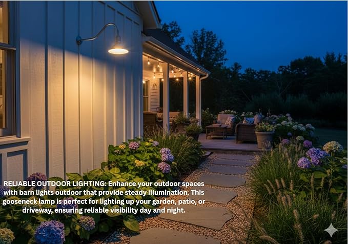 AGB101-AS20-GAL Gooseneck Barn Light - Galvanized Outdoor Dome with Incandescent Downlight | Wall-Mount Fixture for Patios Gardens Pathways and Large Outdoor Living Spaces
