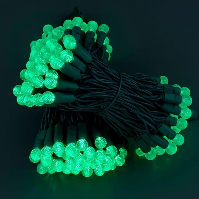 YULETIME Green One-Piece G12 Raspberry Christmas Lights 140 Count 48 Feet 2 Sets 70 LED 24 ft High Waterproof UL Certified String Light (Green)