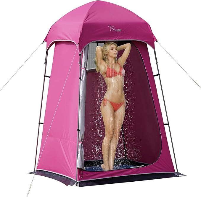 Vidalido Outdoor Camping Shower Tent Easy Setup Privacy Tent Changing Room Portable Camp Shower Tents for Camping with Floor Waterproof Privacy Shelters Camping Toilet Tent
