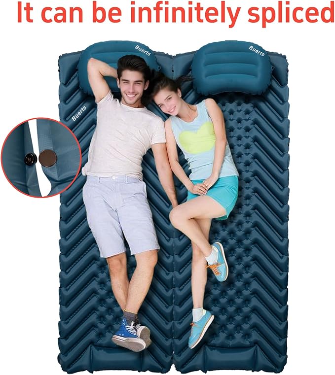 Camping Sleeping mat and Inflatable Pillow - Set Portable Ultra-Light Thickened Quick to inflate in 30s can be Spliced. Suitable for Backpacking Hiking Camping and Other Scenes