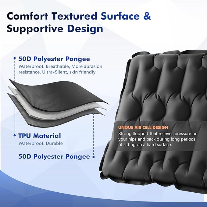 HiiPeak Compact Memory Sleeping Pad and Inflatable Seat Cushion