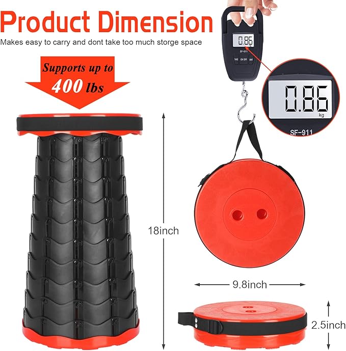 Esup 2 Pack Folding Camping Stool Collapsible Stool Portable Lightweight Retractable Folding Stools Seat Fishing Outdoors Indoors Kitchen Max Load 400lbs