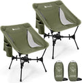Gonex Portable Camping Chair The 5th Gen Ultralight Compact Backpacking Foldable Lightweight Folding Chair for Outdoor Camp Hiking Beach Picnic Concert Supports 330lbs (Army Green 2 PCS)
