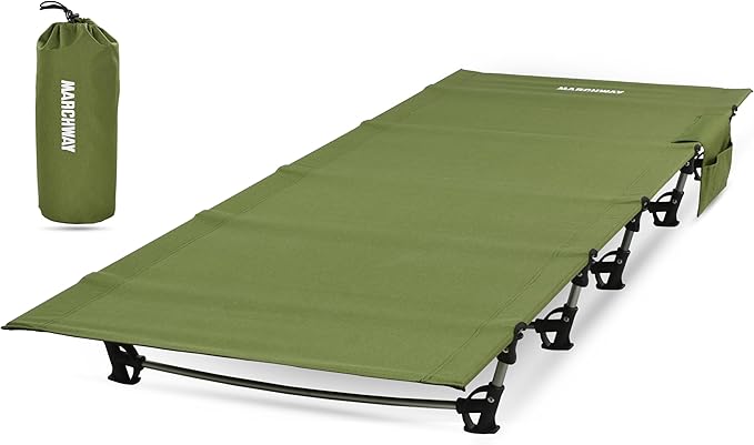 MARCHWAY Ultralight Folding Tent Camping Cot Bed Portable Compact for Outdoor Travel Base Camp Hiking Mountaineering Lightweight Backpacking (Army Green)
