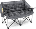 Double Camping Chair Padded 2 Person Camping Chair Camping Loveseat - Heavy Duty Oversized Camping Couch for Adults Outdoor Lawn Beach - Portable Folding Sofa with Cup Holders and Carry Bag Grey