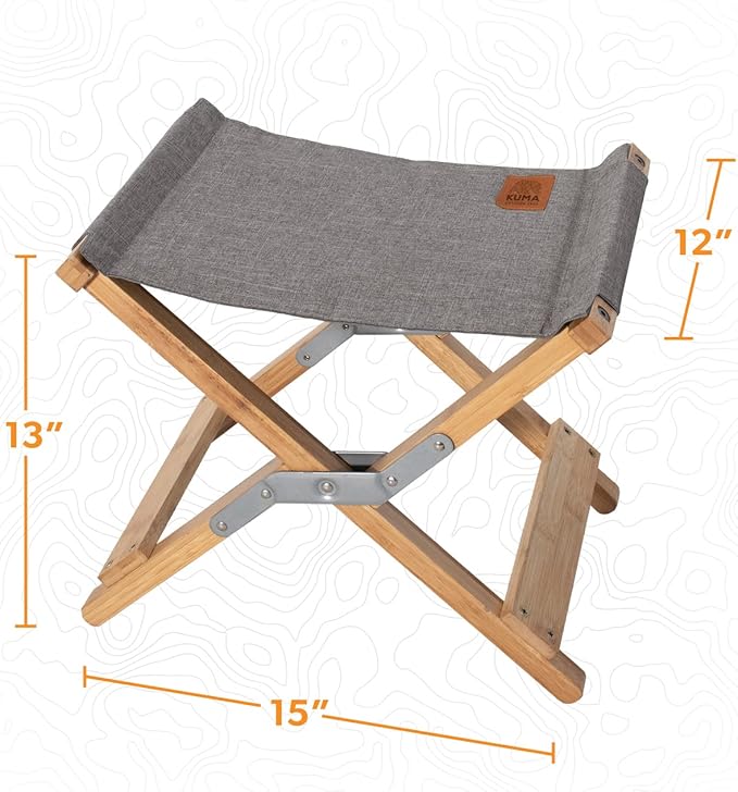 Kuma Outdoor Gear Yoho Bamboo Stool Ultimate Portable Luxury Outdoor Camping Stool for Glamping Sports &amp Outdoor Adventures (Heather Grey)