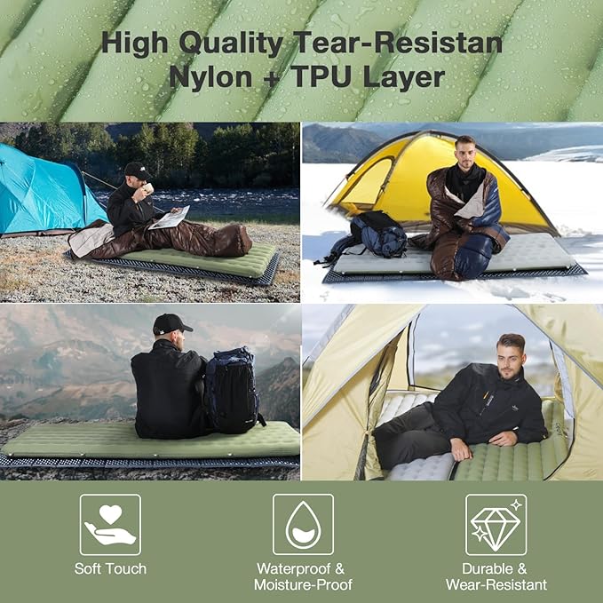 CAMDDOR Ultralight Sleeping Pad Patchworkable Sleeping Pad for Camping with Warm 6.8 R-Value Insulated Camping Mattress for Hiking Backpacking Outdoor with Inflatable Bag