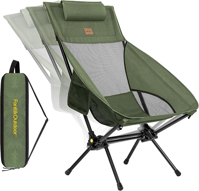 FanttikOutdoor Zeta L8 Max Camping Chair Portable &amp Lightweight Multi-Angle Adjustable Supports up to 250 lbs Comfort-Driven Design High Strength Camping Chair for Travel Hiking Fishing Gr