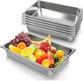 6 Pack Hotel Pans 1/1 Size 4 Deep Stainless Steel Trays for Food 20.8 L x 13 W Catering Food Pan Commercial Table Pan for Hotel Restaurant Buffet Party Supplies