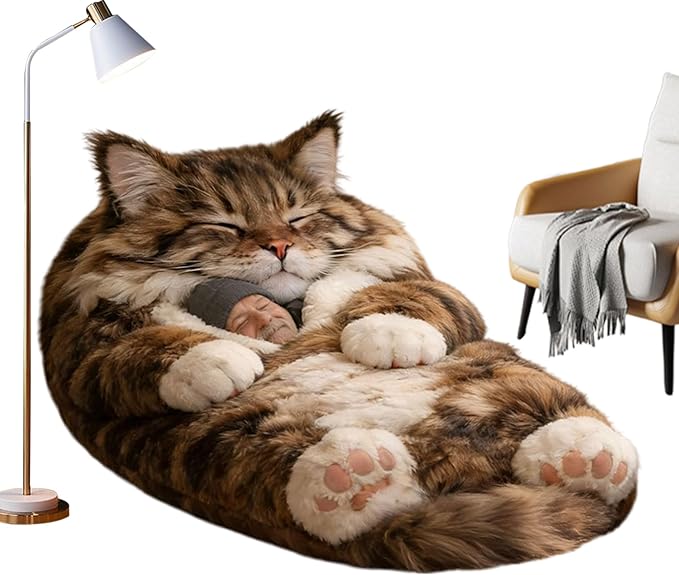 Cat Sleeping Bag for Human | Fluff-y Cat Sleeping Bag for Adults | Adorable Cats Envelope SleepingBags | Washable Warm Blanket for Camping Travel Sleepovers Home Lounging