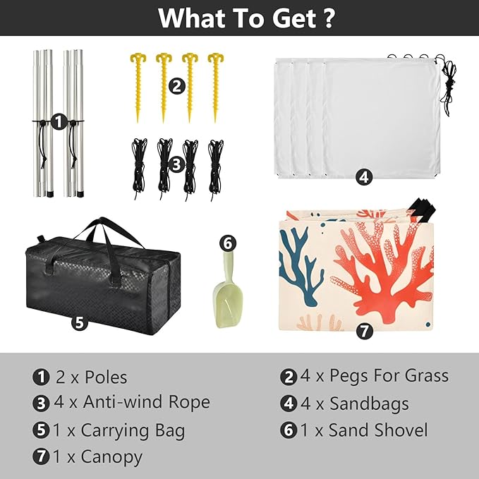 Sea Corals on A Beige Background Camping Sun Shelter Beach Tent Portable Beach Sun Shade Outdoor Canopy for Camping Trips Fishing Picnic