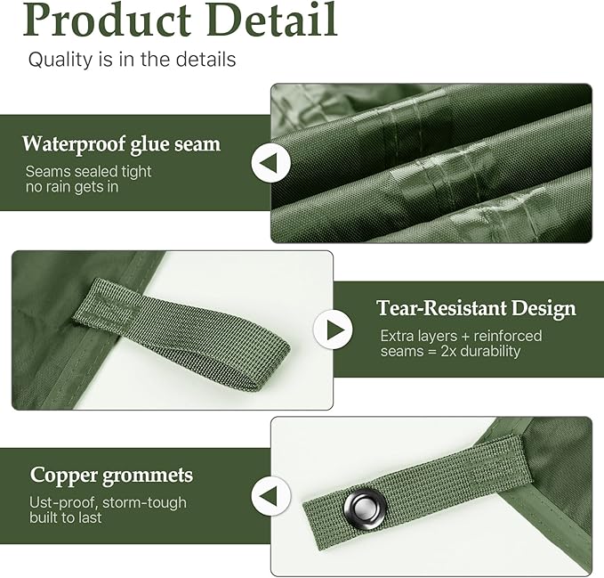 Camping Tarp Tent Portable Multifunctional Bushcraft Backpacking Tear-Resistant Fabric Rain Fly Tarps Awning Shelter Lightweight Waterproof Tarp(10×10 tarp)