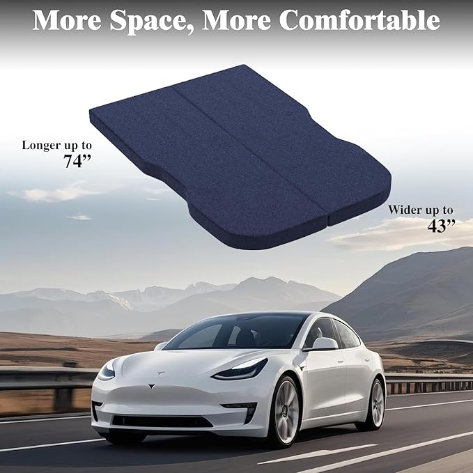 4 Memory Foam Camping Mattress for Tesla Model 3 74 x 43 CertiPUR-US Foam Car Bed Mattress Dark Blue