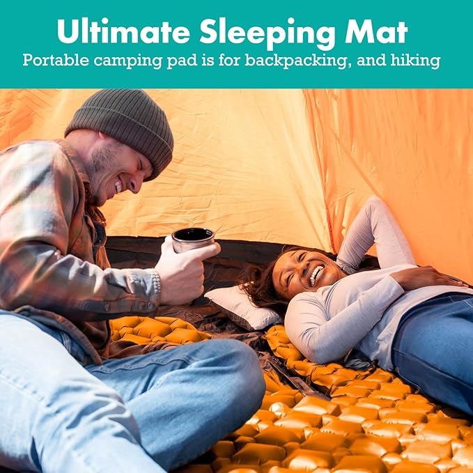 Ultralight Sleeping Mat - Inflatable &amp Compact Camping Air Mattress for Backpacking Hiking- New