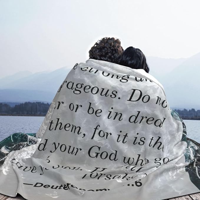 50X40 Deuteronomy 31 ：6 Lightweight Flannel Blanket - Soft and Breathable Polyester Suitable for Travel Camping and Home Decoration