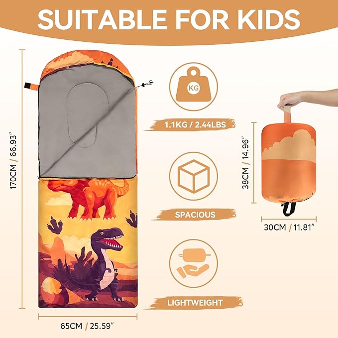 Kids Sleeping Bag for Camping - Lightweight 3 Season Backpacking Sleeping Bag Compact Child Sleeping Bag for Girls and Boys Waterproof Youth Sleeping Bag for Outdoor by Croosseoutdoors
