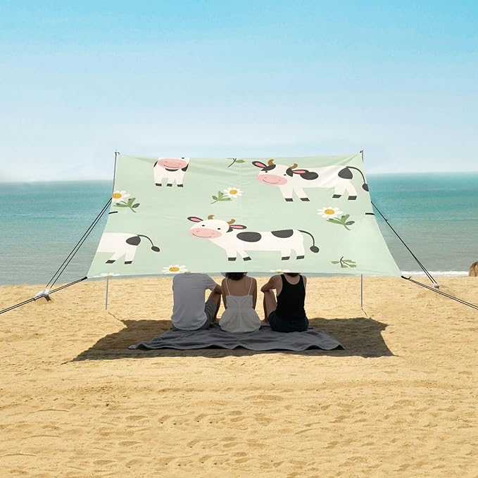 Farm Cows Camping Sun Shelter Beach Tent Portable Beach Sun Shade Outdoor Canopy for Camping Trips Fishing Picnic