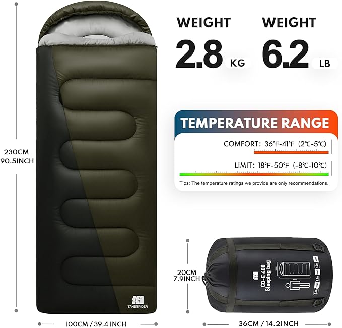 XXL Winter Sleeping Bags for Adults Cold WeatherCamping Sleeping Bag for Kids with Compression Sack4 Season Camping Essentials Gear for HikingTravelingOutdoorBackpackingClimbing