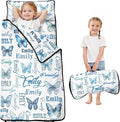 Personalized Toddler Nap Mat – Custom Name Sleeping Bag with Pillow &amp Blanket Roll-Up Nap Mats for Daycare