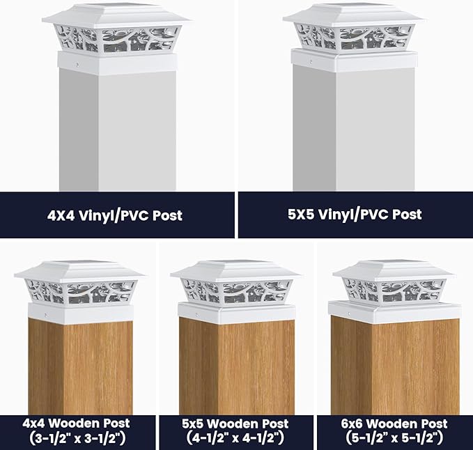 SIEDiNLAR Solar Post Lights Outdoor 4 Modes Fence Deck Post Cap Light for 4x4 5x5 6x6 Wooden Vinyl Posts Garden Patio Decor Warm White &amp Cool White Dynamic Lighting White (10 Pack)
