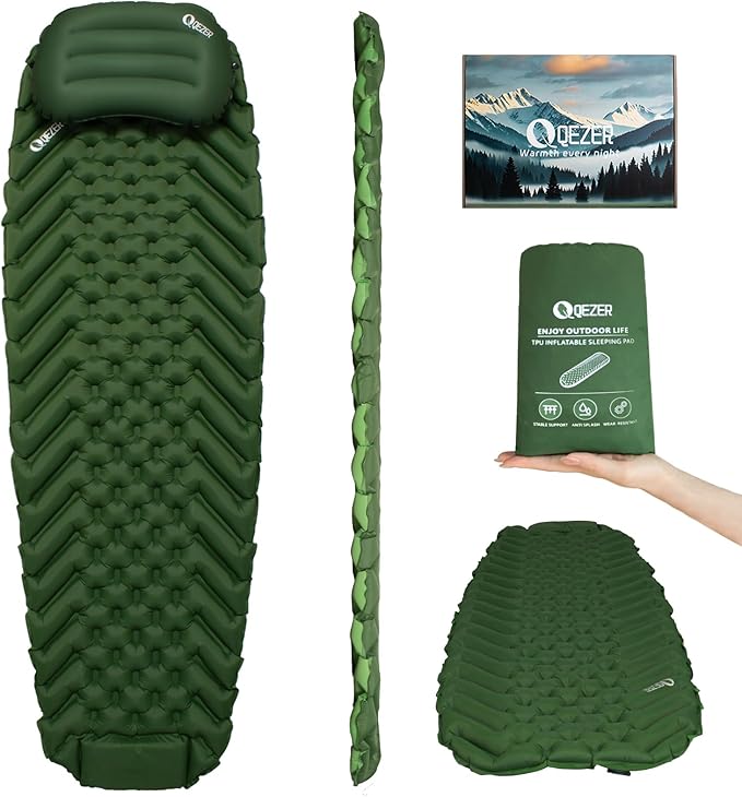Ultralight Backpacking Sleeping Pad for Camping with Inflatable Neck Camping Pillow Lightweight Inflatable Sleeping Pad for Adults Portable for Hiking Car Travel - Durable &amp Comfortable