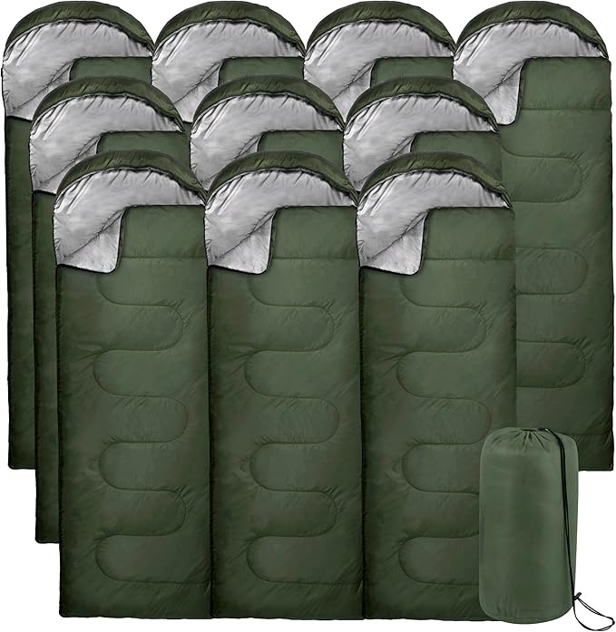 10 Pack Sleeping Bags for Adults Cold Weather Bulk for Homeless People 4 Seasons Warm or Cold Lightweight Indoor Outdoor Backpacking Camping