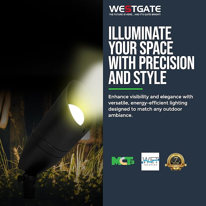 Westgate LED Spot Light - Black Finish 3CCT Selectable 12-24V Deck Driveway Landscape Recessed Lighting Can Lights Pot Lights Outdoor Dimmable High Hats Garden Patio Accent.
