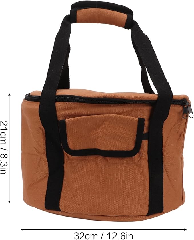 Camping Tableware Carrying Bag 13.7L Large Capacity Waterproof Picnic Flatware Storage Bag Outdoor BBQ Round Storage Bag for Plates Dishes Pots Bowls Utensils