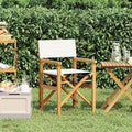 Solid Teak Wood Folding Director's Chair with Cream Polyester Seat Portable and Durable for Outdoor Garden Balcony Patio Camping and Dining Lightweight Foldable Design