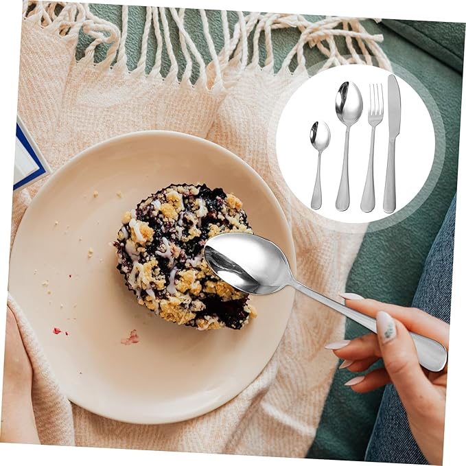 4pcs Stainless Steel Silverware Set Fork Knife Spoon Cutlery Set Dinnerware for Home Party Camping