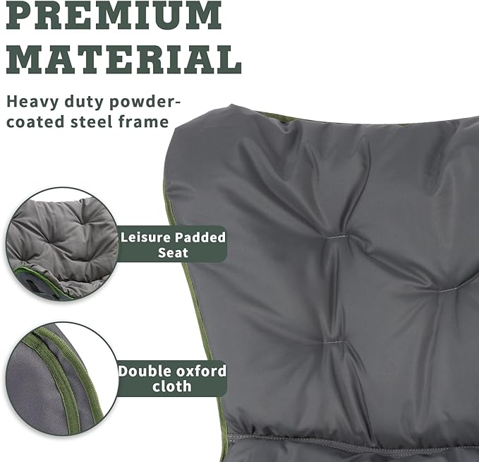 SunnyFeel Oversized XL Padded Camping Chair Outdoor Butterfly Chair Portable Folding Large Camp Lounge Chairs Padded Living Room Indoor Chairs Lawn Chairs for BeachTailgatingSport EventsPicnic