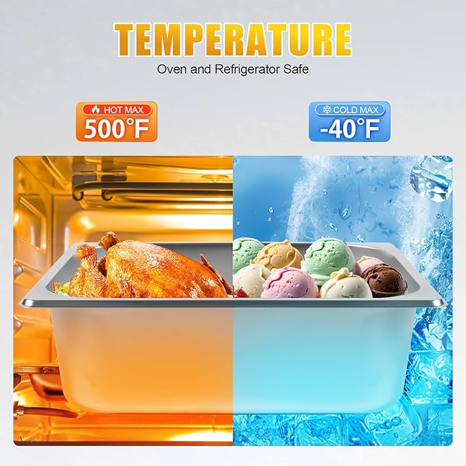Hotel Pan 1/2 Size - Stainless Steel Steam Pan With Lid 4 Deep Food Pan Anti Jam Stainless Steel Buffet Commercial