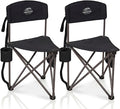 2 Pack Folding Camping Tripod Stool with Backrest &amp Cup Holder Lightweight Portable Outdoor Chairs for Adults Compact 3-Leg Seat for Fishing Hunting Hiking &amp Travel w/Bag - Black