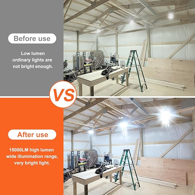 50ft Construction String Lights 150W LED Industrial Grade 15000LM Super Bright Work String Lights for Construction Sites Temporary Work Job site Indoor and Outdoor Lighting (50ft)