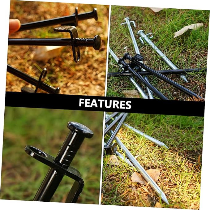 4Pcs Heavy Duty Steel Tent Stakes Multiuse Pegs for Outdoor Camping Awnings and Canopies Durable Construction Portable Design for Camping