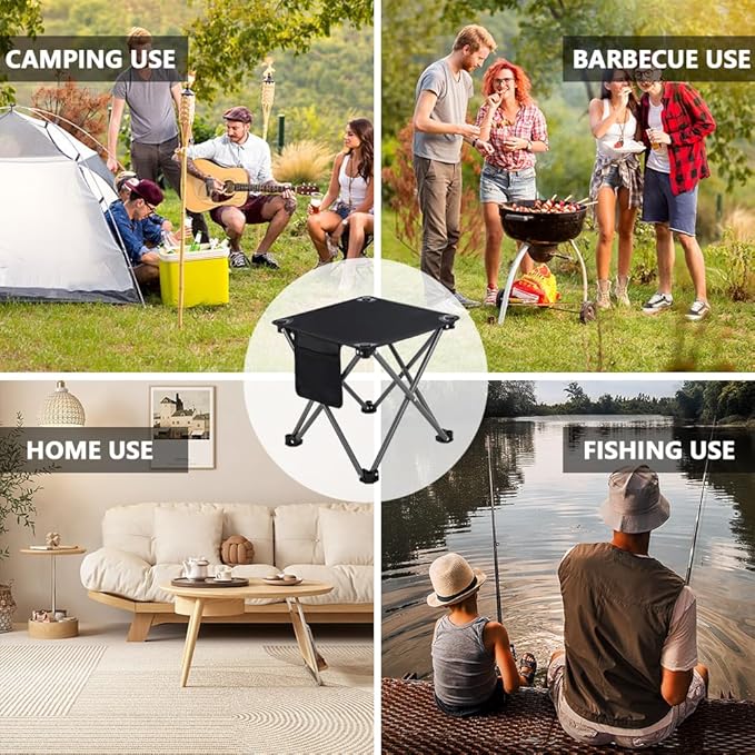 3 Pack Camping Stool Camping Foot Stools Portable Folding Camp Stool with Storage Bag Folding Stool Suitable for Fishing Beach PicnicOutdoor - Black