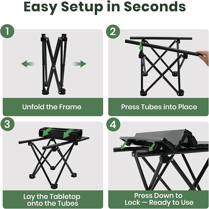 2 Pack Portable Camping Table Foldable Ultralight Small Folding Beach Table with Carry Bag for Outdoor Travel Beach Camp Picnic BBQ Cooking Festival Boat Home Use (Black-S)