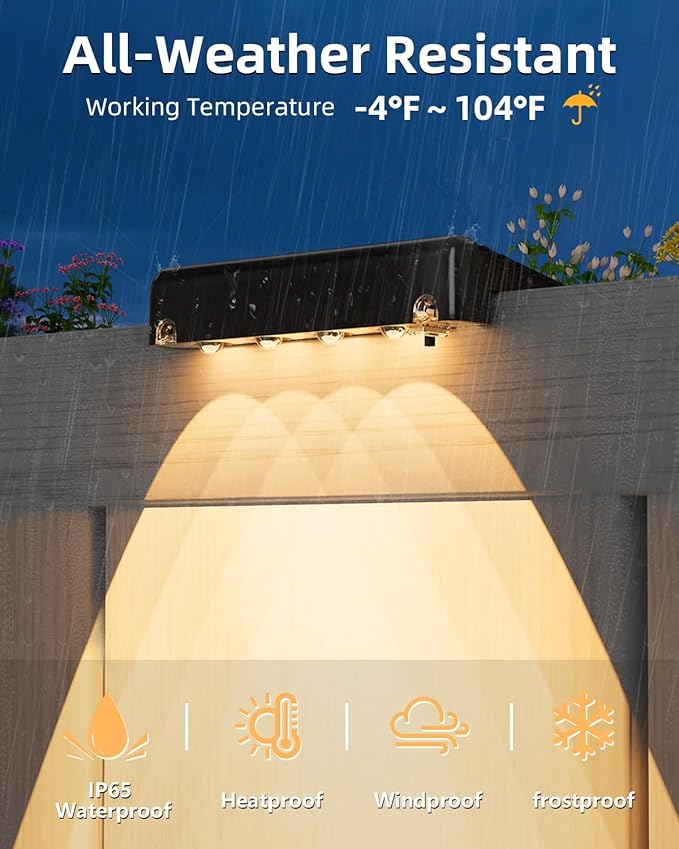 VOLISUN Solar Deck Lights 12 Pack Warm White Glow LED Large Size Lamp IP65 Waterproof Step Lights Outdoor for Deck Step Fence Railing Wall and Stairs (Black)