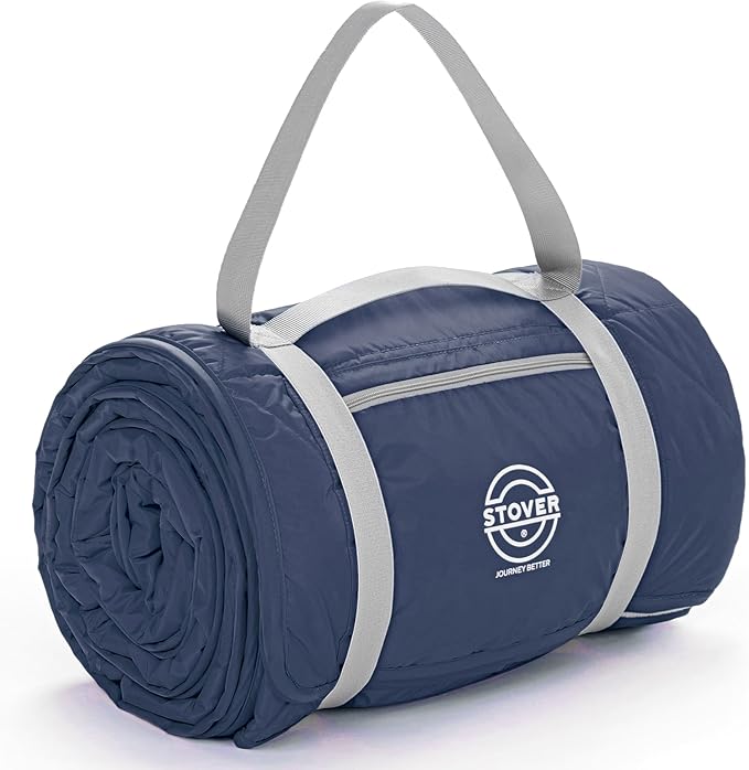 STOVER Large Waterproof Outdoor Stadium Blanket- Extra Thick Soft Fleece Camping Blanket for Travel Picnics Sports Dogs 79x55 Warm Windproof Sand-Proof Lightweight Packable (Alpine Blue)