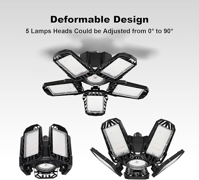 [Upgraded] DooVii 2-Pack LED Garage Light400 Watt Equivalent 6500KCool Daylight White LED Area LightE26/E27 Medium Basefor Outdoor Factory Warehouse Barn Backyard and MoreSuper Bright