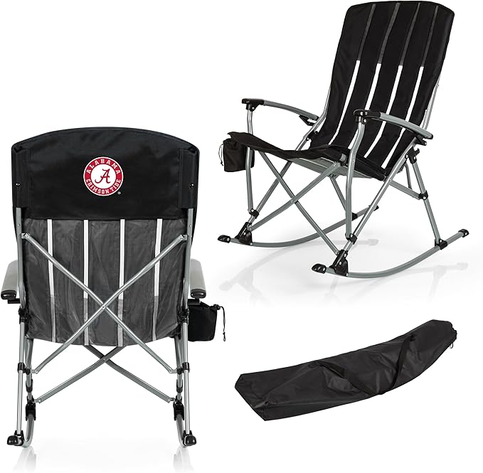 Picnic TIME NCAA Unisex-Adult NCAA Outdoor Rocking Camp Chair XL Heavy Duty Camping Chair for Adults