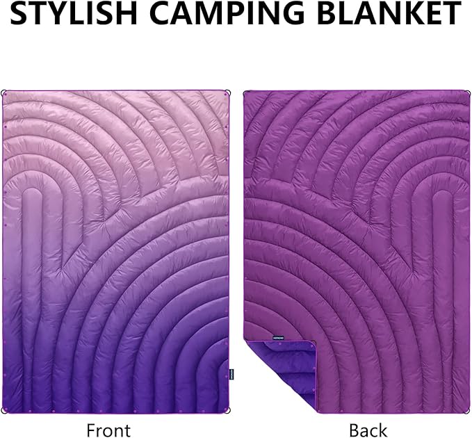 Camping Blanket - Puffy Lightweight Packable Outdoor Blanket for Traveling Stadium Hiking Picnics